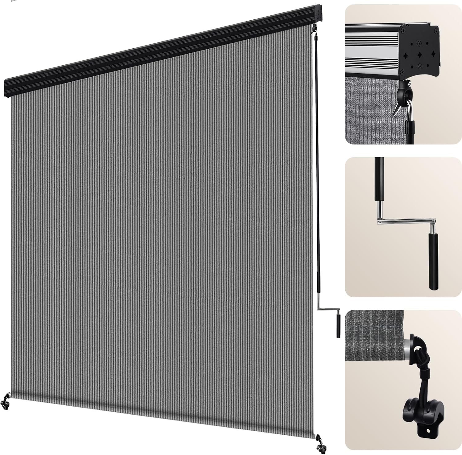 Artpuch Outdoor Roller Shade for Patios and Gazebos 8ft W x 8ft H
