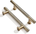 Knurled Brushed Brass Drawer Handles - 10 Pack of 5 Inch Pulls
