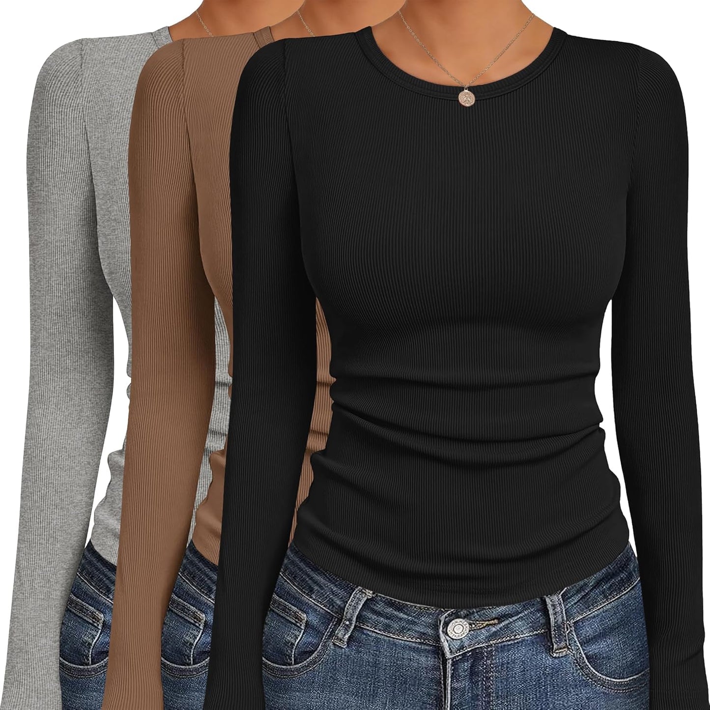 Ekouaer Women's Long Sleeve Shirts - Stylish Thermal Tops