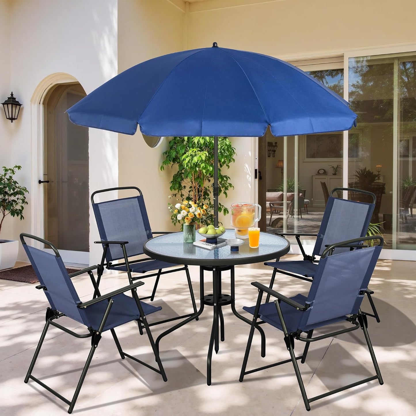 Vongrasig 6 Pieces Folding Patio Dining Set for Outdoor Spaces