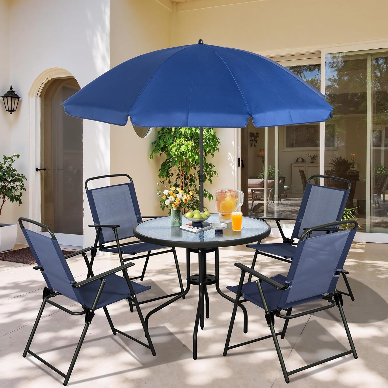 Vongrasig 6 Pieces Folding Patio Dining Set for Outdoor Spaces