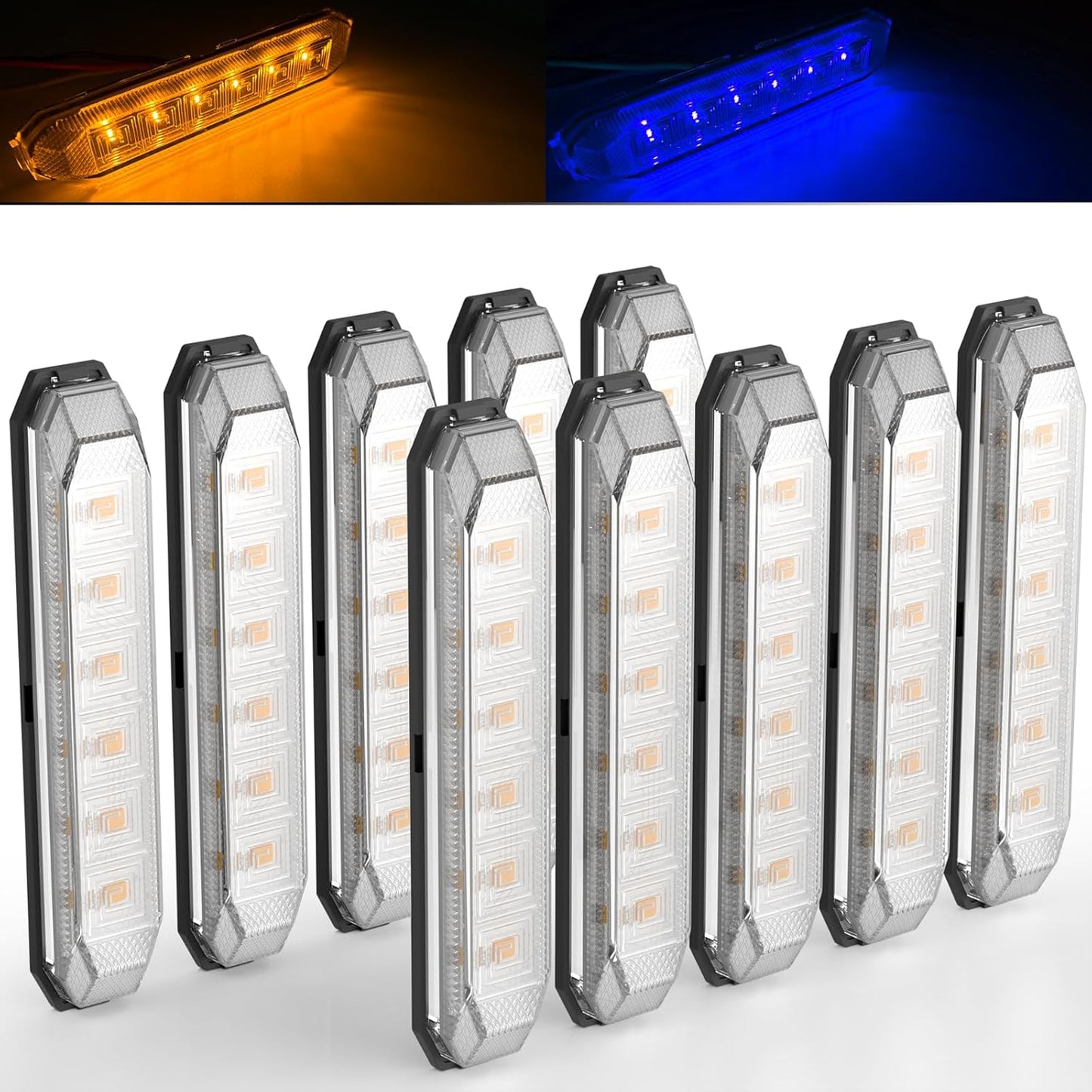 PSEQT 4.7ft' Dual Color Amber Blue Trailer Marker LED Lights