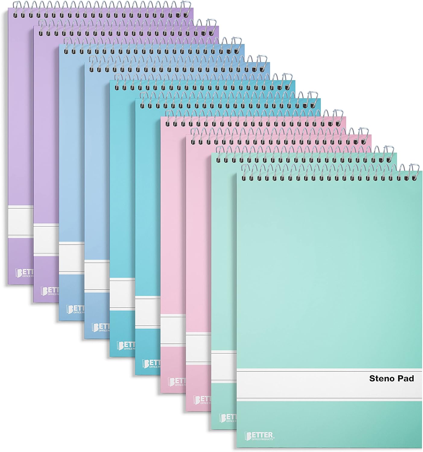 10 Pack Spiral Steno Pads, 80 Sheets, Gregg Rule