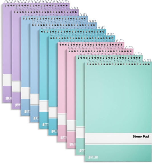 10 Pack Spiral Steno Pads, 80 Sheets, Gregg Rule