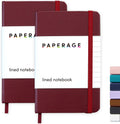 PAPERAGE Lined Pocket Journal Notebook 2 Pack (Burgundy) - Pocket