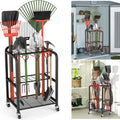 Garden Tool Organizer with Wheels for Garage - Sturdy Yard Tool Rack