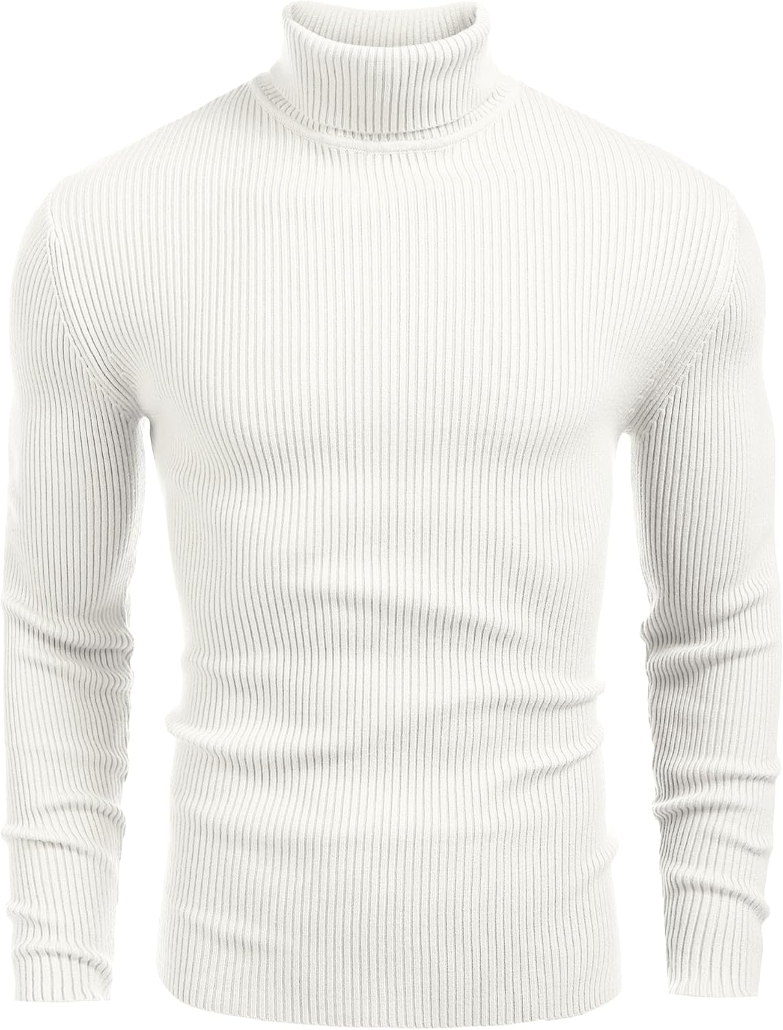 COOFANDY Mens Ribbed Slim Fit Knitted Pullover Turtleneck Sweater