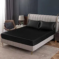 Black Satin Fitted Sheet King Size - Silky Deep Pocket