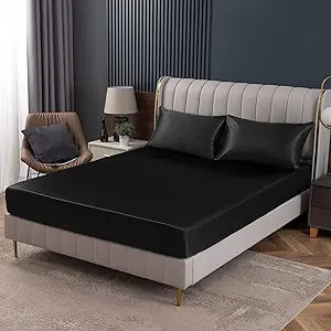 Homiest Black Satin Fitted Sheet King Size for Luxurious Comfort