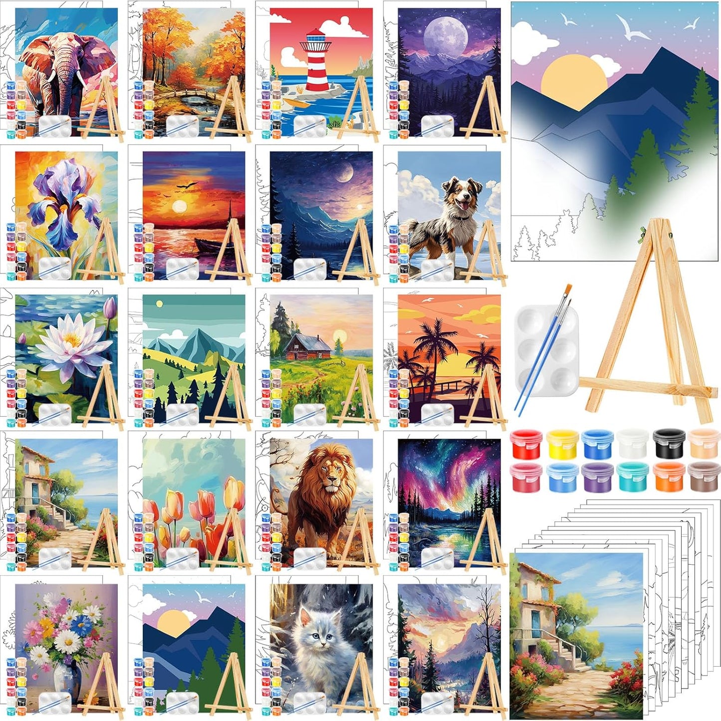 Zhanmai 20 Pack Pre Drawn Canvas for Painting and Art Parties