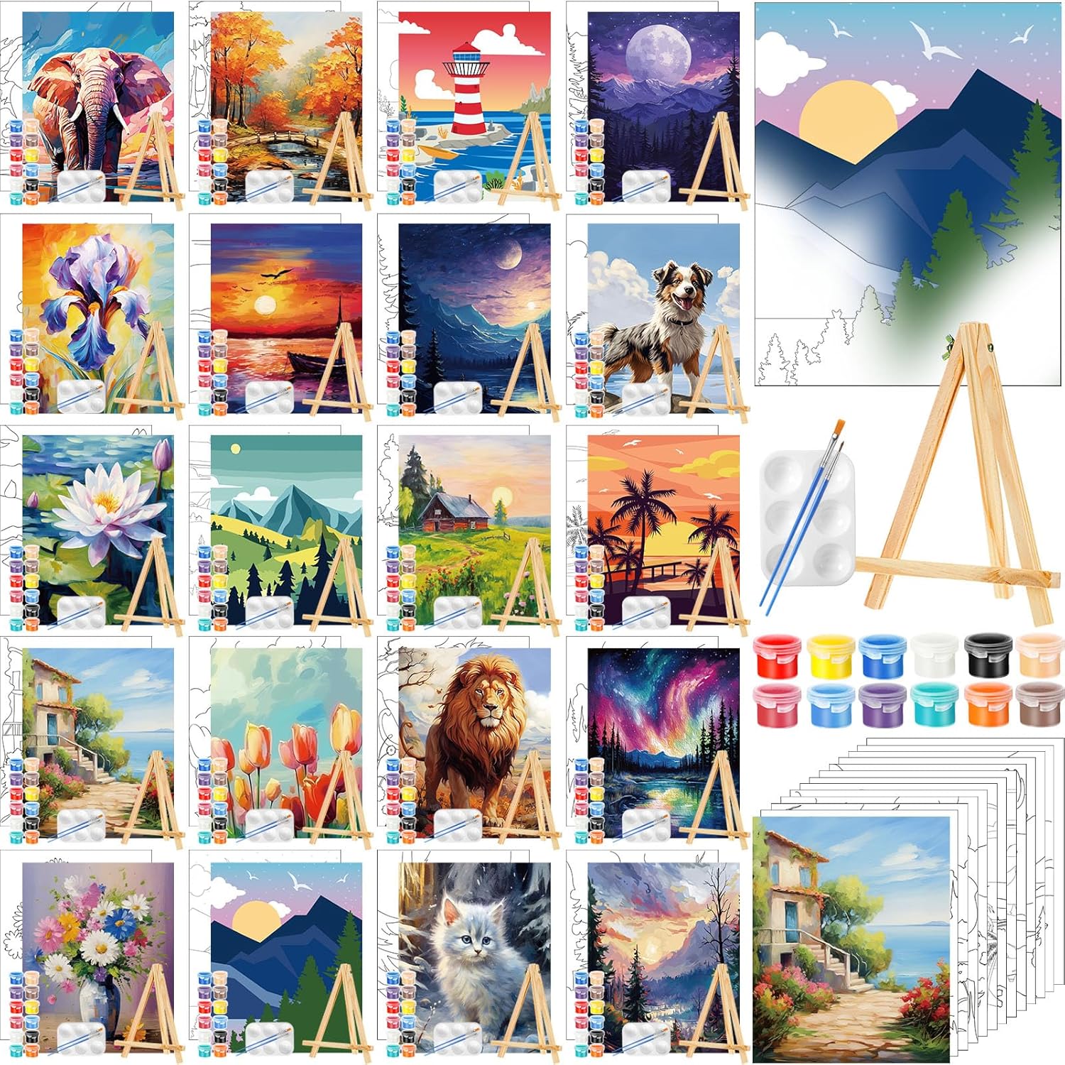 Zhanmai 20 Pack Pre Drawn Canvas for Painting and Art Parties