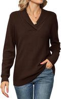Ivicoer Women Long Sleeve V Neck Pullover Collar Knitted Sweaters made