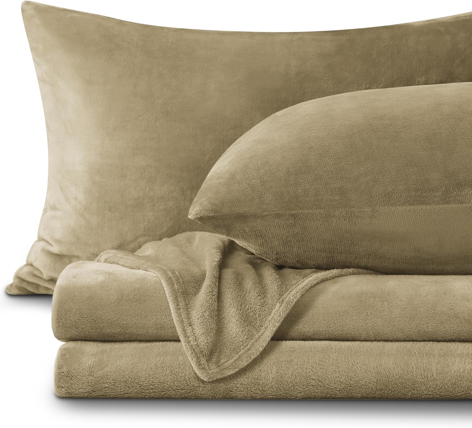 BEDELITE Flannel Sheets Queen Size Camel - Super Soft Fleece Set