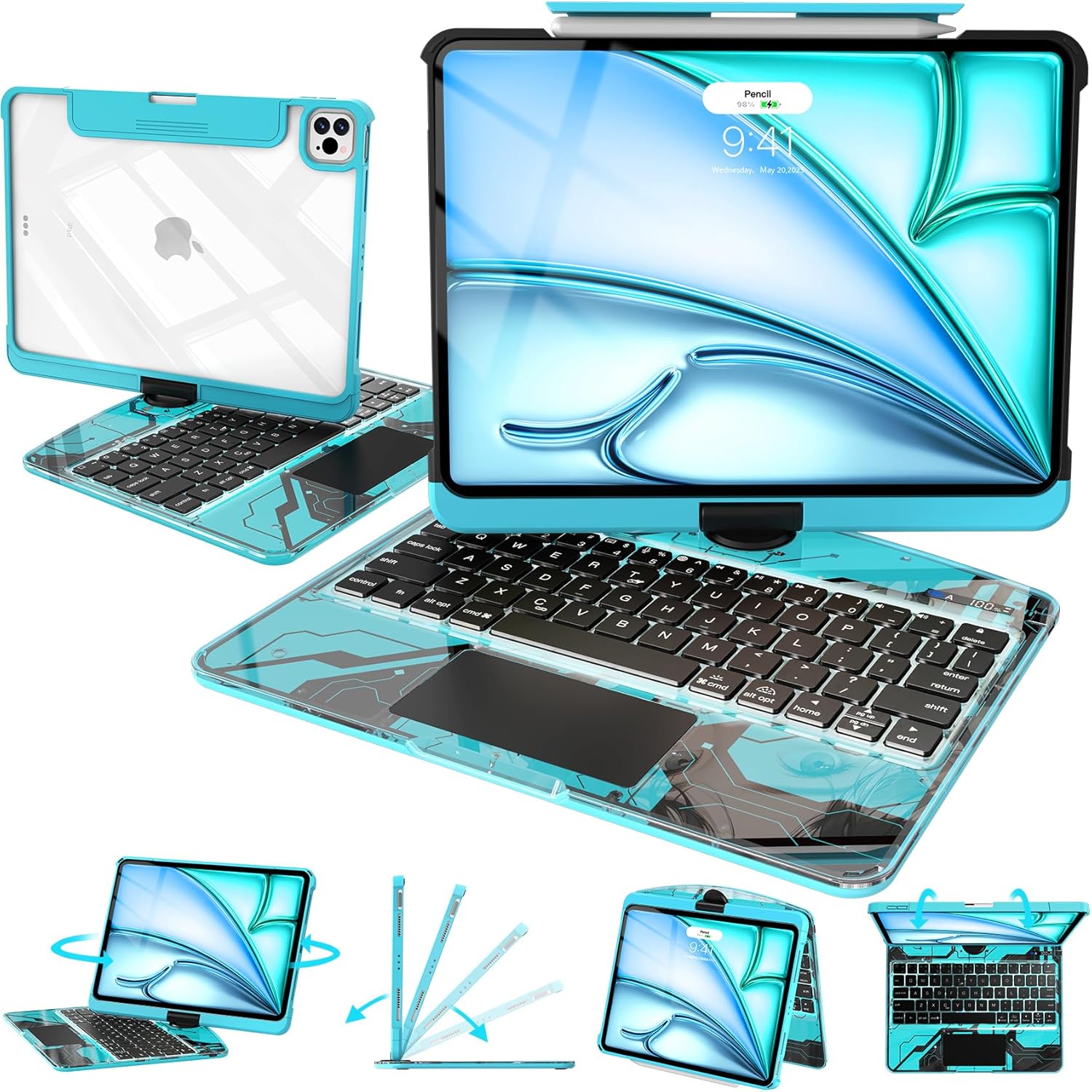 Intermerge Clear Keyboard Case for iPad Air 11in with Trackpad