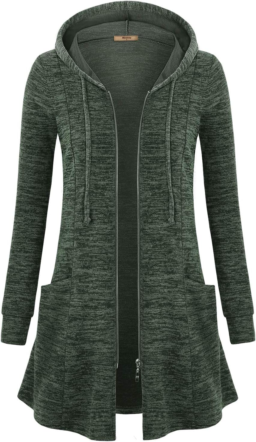 Miusey Womens Zip Up Long Hoodie Jacket for Stylish Comfort