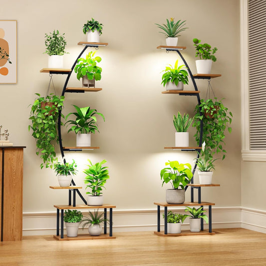 Indoor Plant Stand with Grow Lights, 66in Tall Metal Shelf