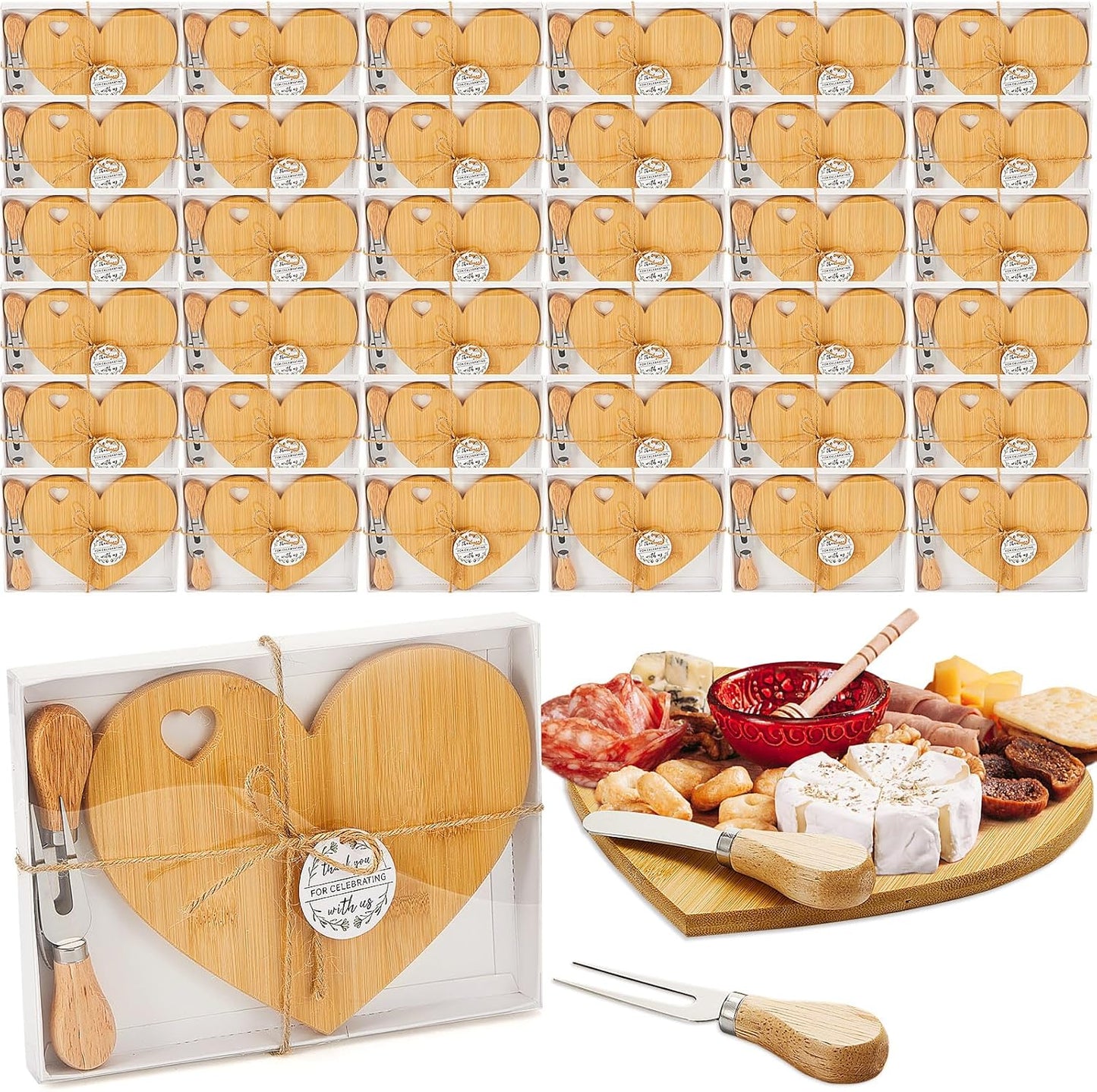 Heart Cheese Board Set for Bridal Shower Gifts and Prizes