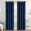 Navy Velvet Curtains 84 in Length Grommet Blackout Panels - Cozy Light