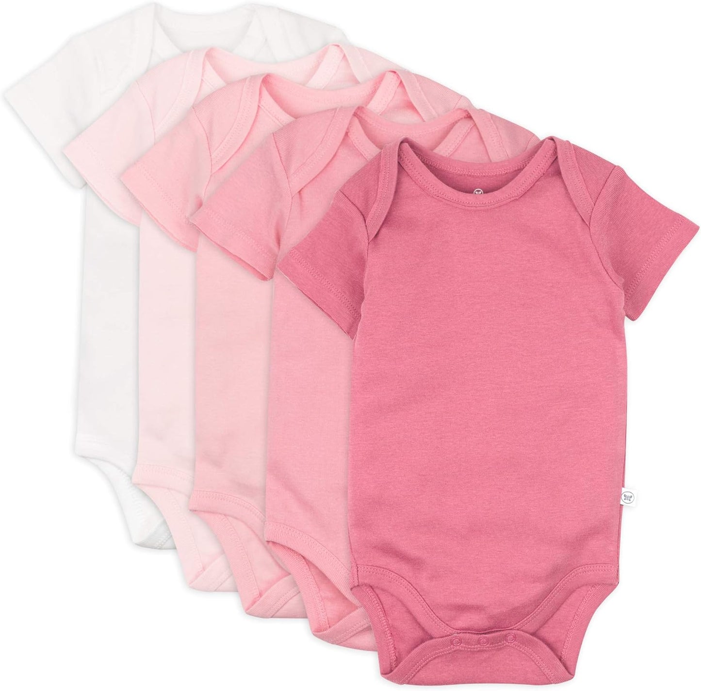 HonestBaby 5-Pack Short Sleeve Bodysuits for Infant Girls