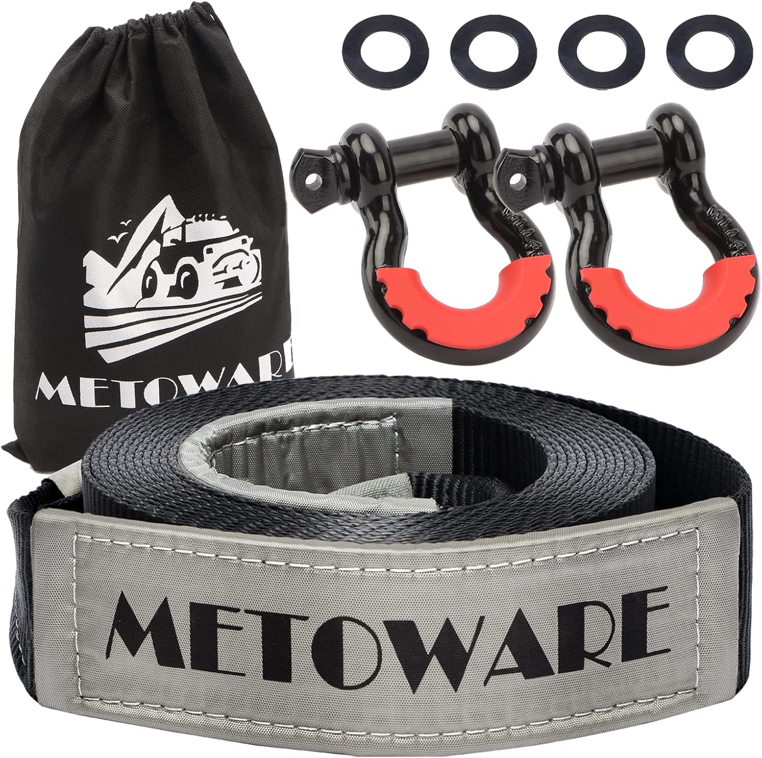 Heavy Duty Tow Strap Recovery Kit for Off Road Towing Needs