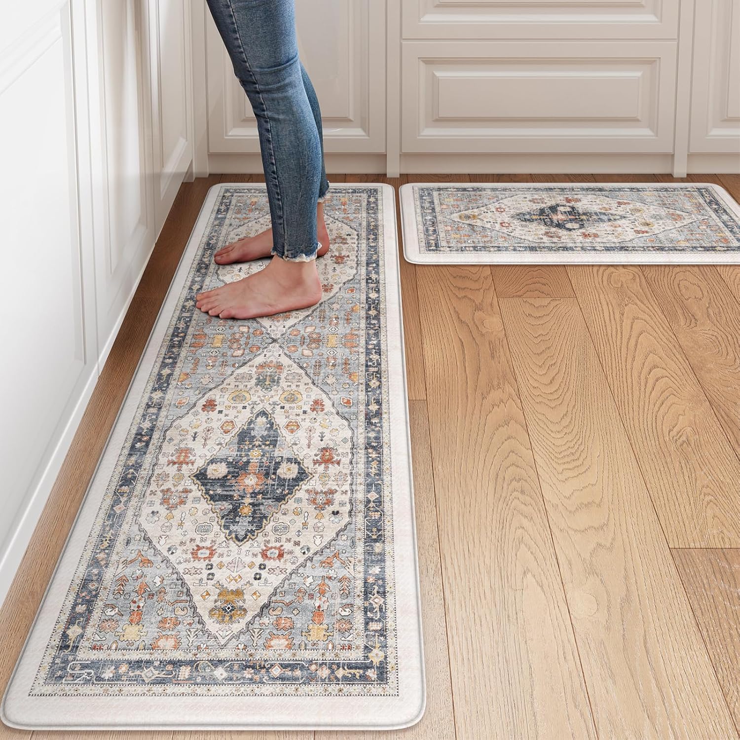 Collive Farmhouse Anti Fatigue Kitchen Mat Set for Comfort