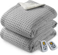 Heated Blanket Queen Size Waffle Weave - Fast Heat, Dual LCD