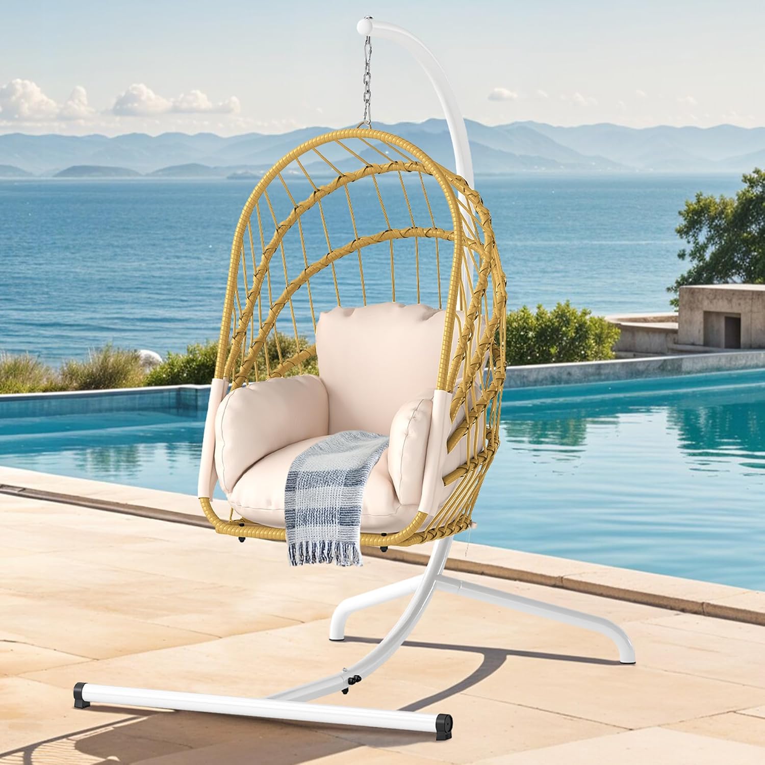 DWVO Wicker Swing Egg Chair - Foldable Hammock for All Spaces