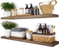 Wood Floating Shelves 36 in Set of 2 - Rustic Walnut Floating Shelf
