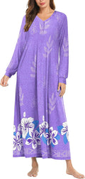 Ekouaer Nightgown Long Sleeve V Neck Full Length (Style 3VFP)