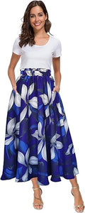 Afibi High Waist Floral Print Chiffon Midi Skirt - Flowy Summer Swing
