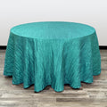 120 in Round Crinkle Taffeta Tablecloth Teal - Event Ready