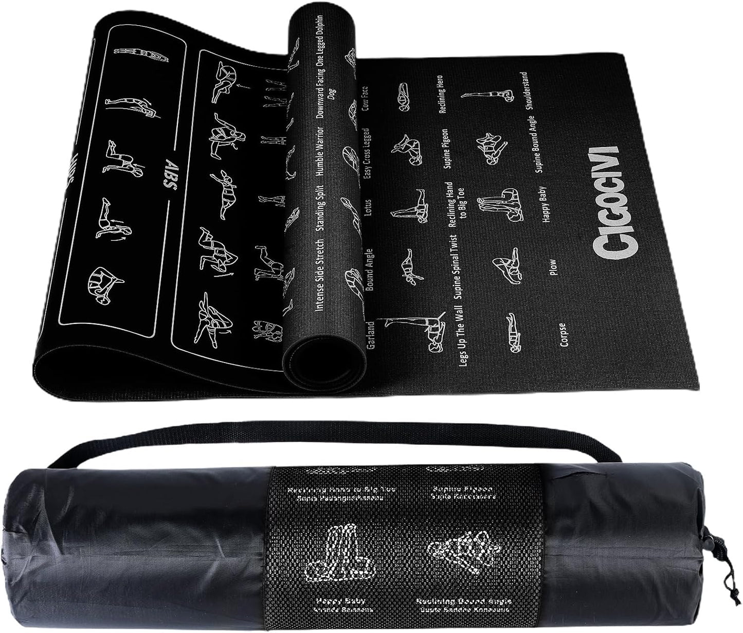 Yoga Mat with 75 Poses, 1/4 Inch Thick, Non-Slip - Perfect Gift!