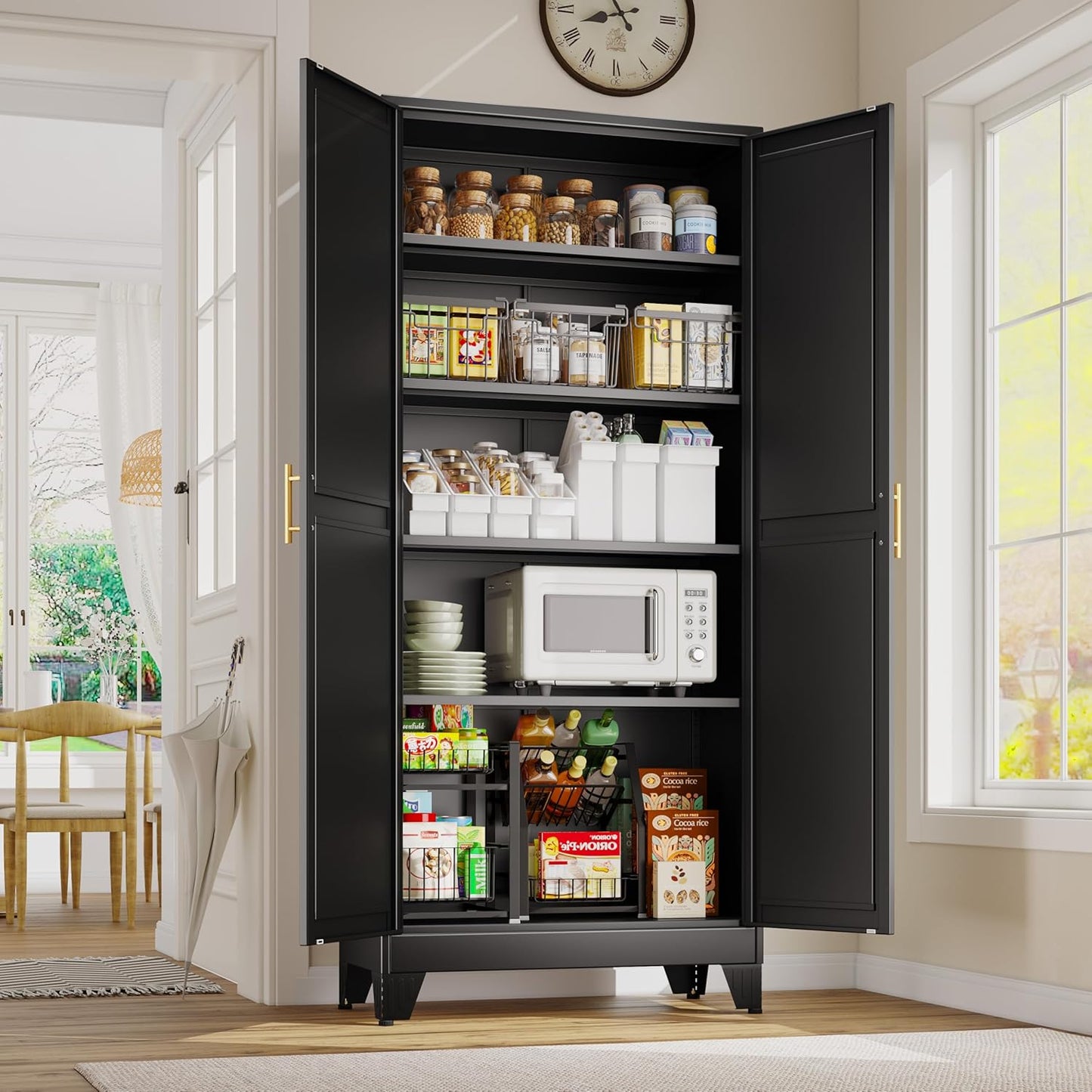 71 Inch Tall Metal Storage Cabinet with Adjustable Shelves