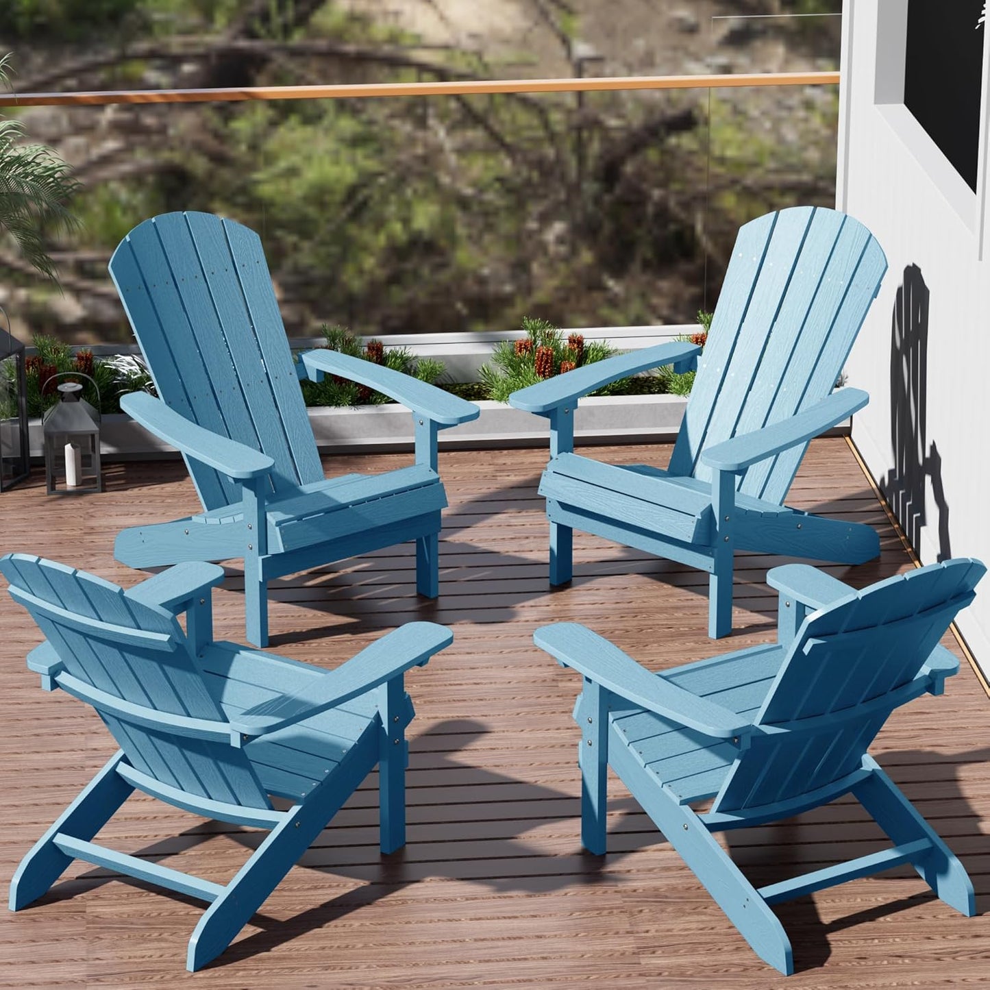 Adirondack Chairs Set of 4 - Durable Outdoor Plastic Chairs