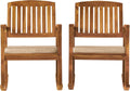 Selma Acacia Rocking Chairs Set, Teak Finish - Comfortable Outdoor