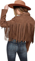 PRETTYGARDEN Women's Fringe Faux Suede Cropped Motorcycle Jacket Coats