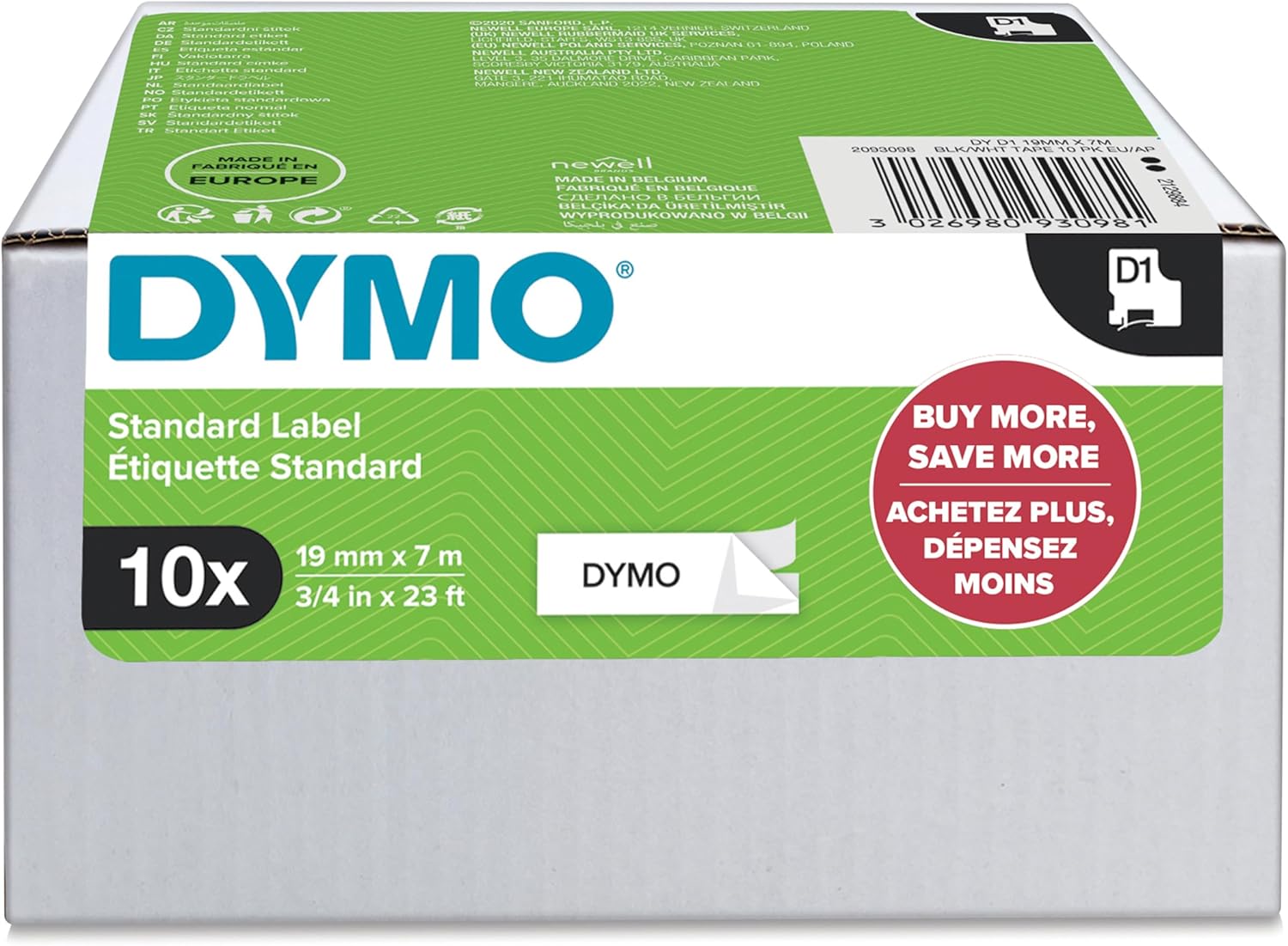 DYMO D1 Labels for LabelManager Printers - 10 Count Rolls