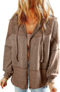 Waffle Knit Hoodies for Women Zip Up Jacket - Lightweight Warmth