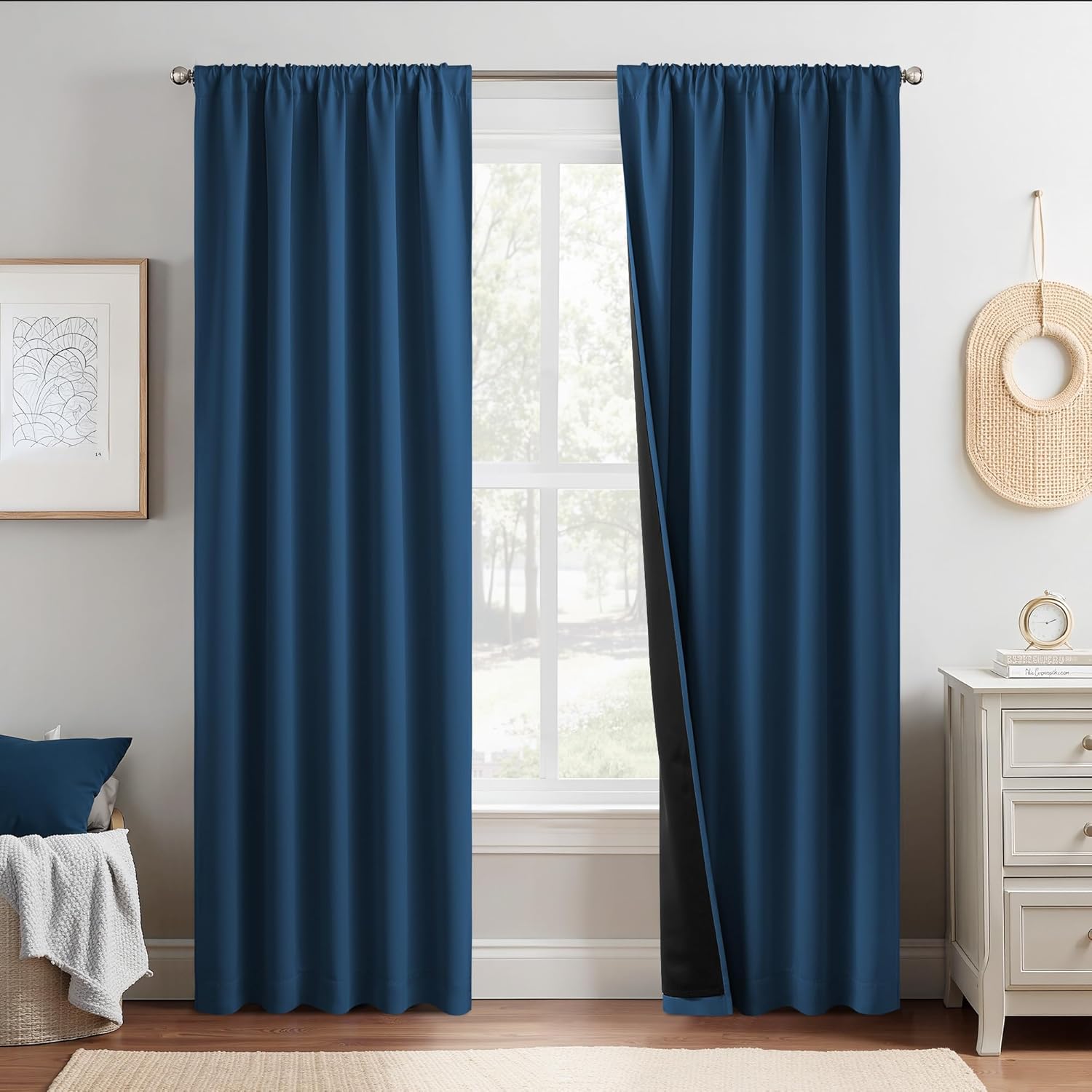 NICETOWN Moroccan Blue Blackout Curtain Panels for Bedrooms