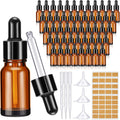 10 ml Amber Glass Dropper Bottles 100 Pack - Travel Ready 10ml Set