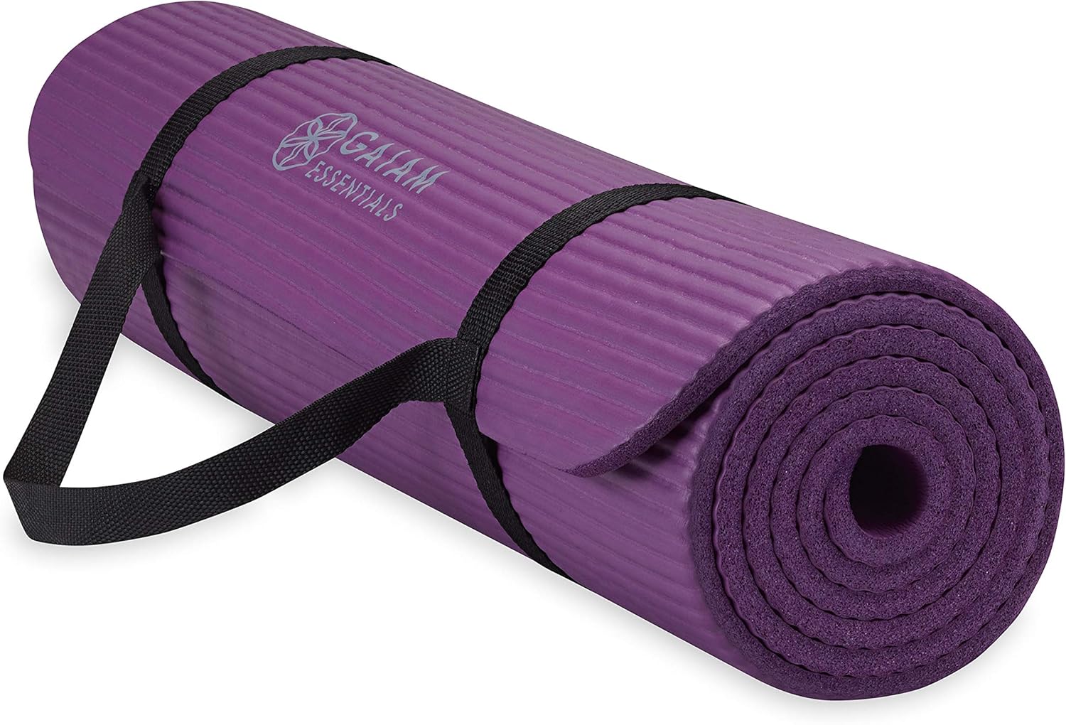 Gaiam Thick Yoga Mat + Easy-Cinch Strap - 2/5 Inch Thick