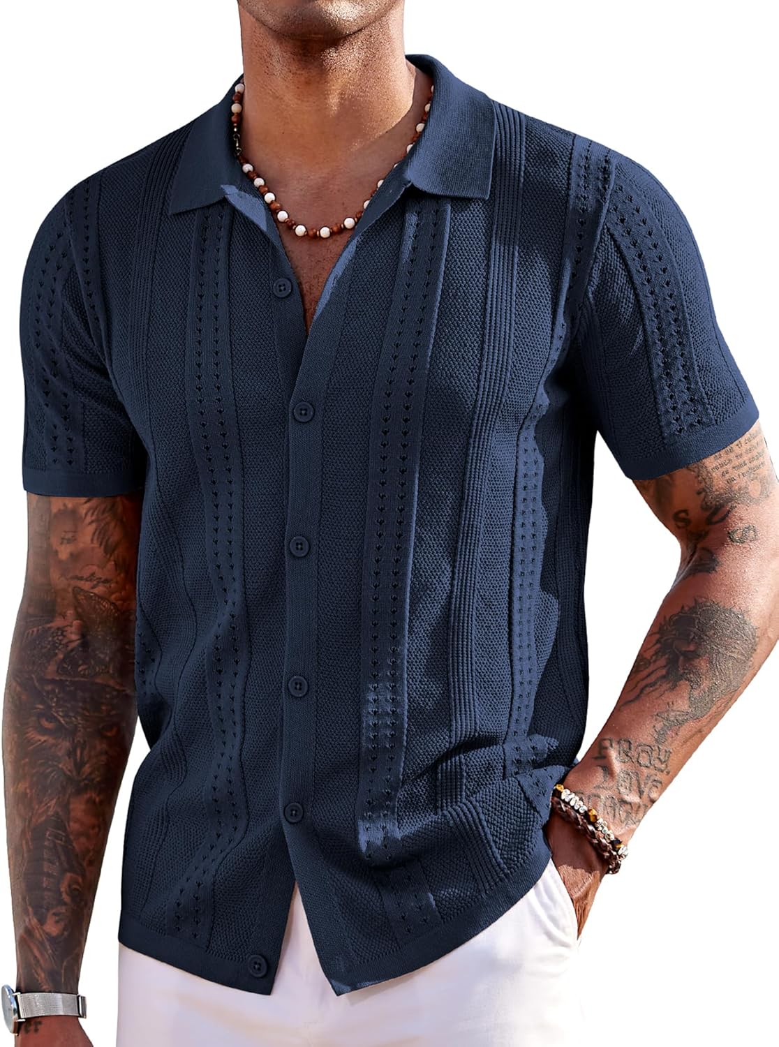 COOFANDY Men's Knit Shirts Short Sleeve Polo for Summer Style