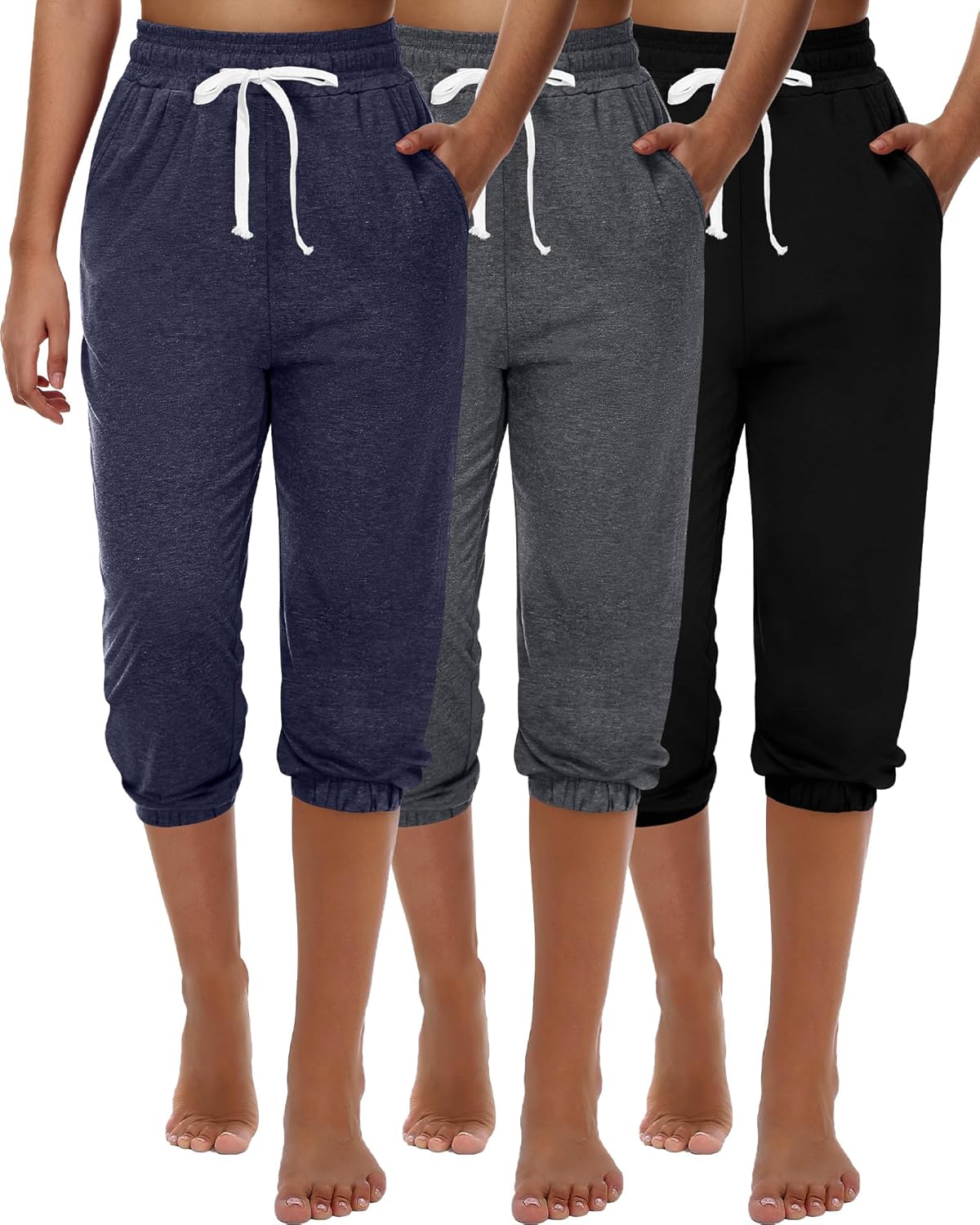 Ficerd Women's Capri Sweatpants Joggers for Summer Casual Wear