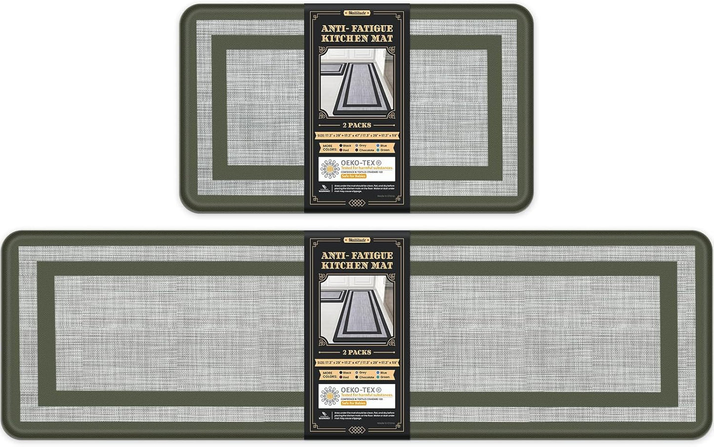 Mattitude Kitchen Mats Set of 2 Cushioned Anti-Fatigue Rugs