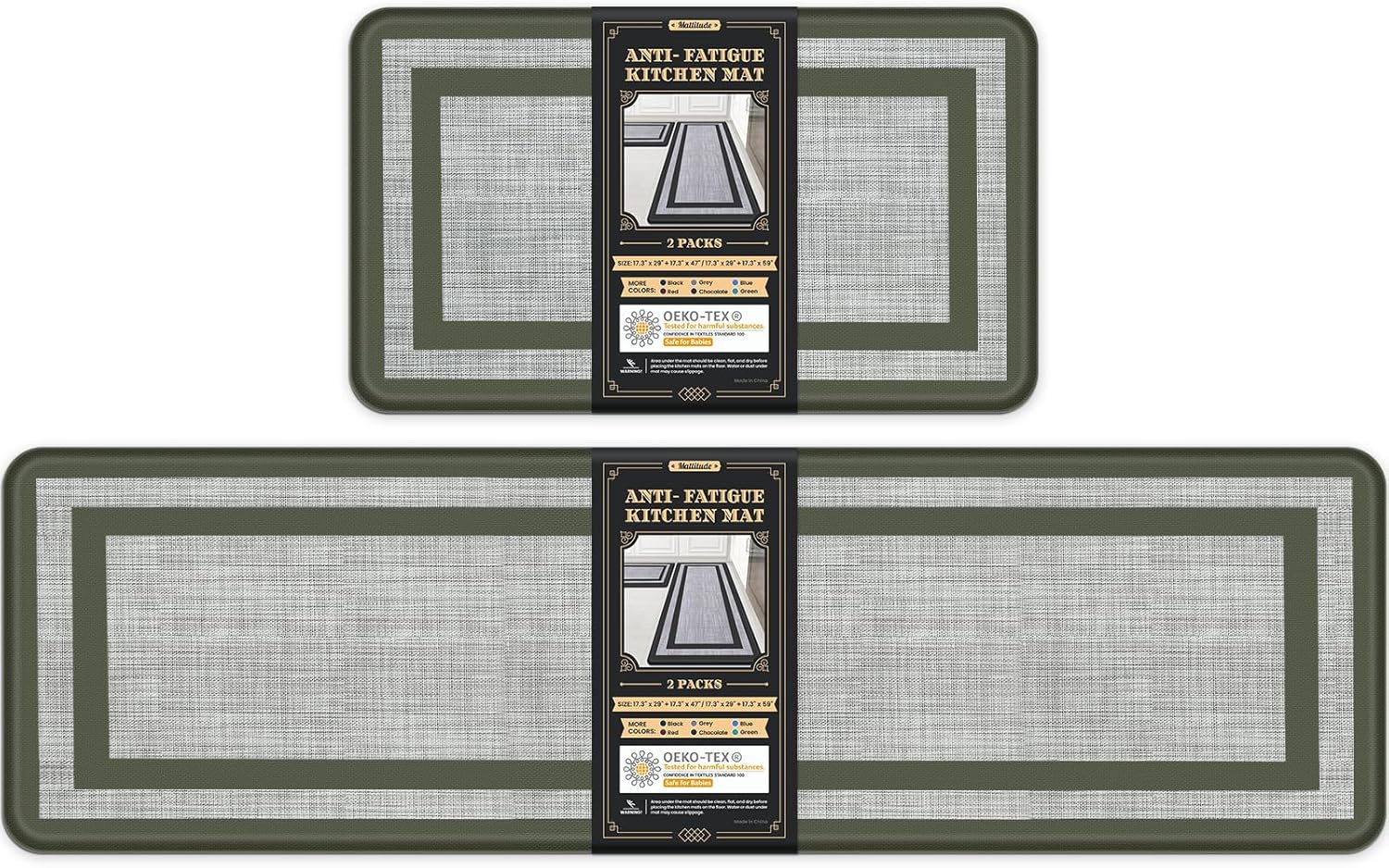 Mattitude Kitchen Mats Set of 2 Cushioned Anti-Fatigue Rugs