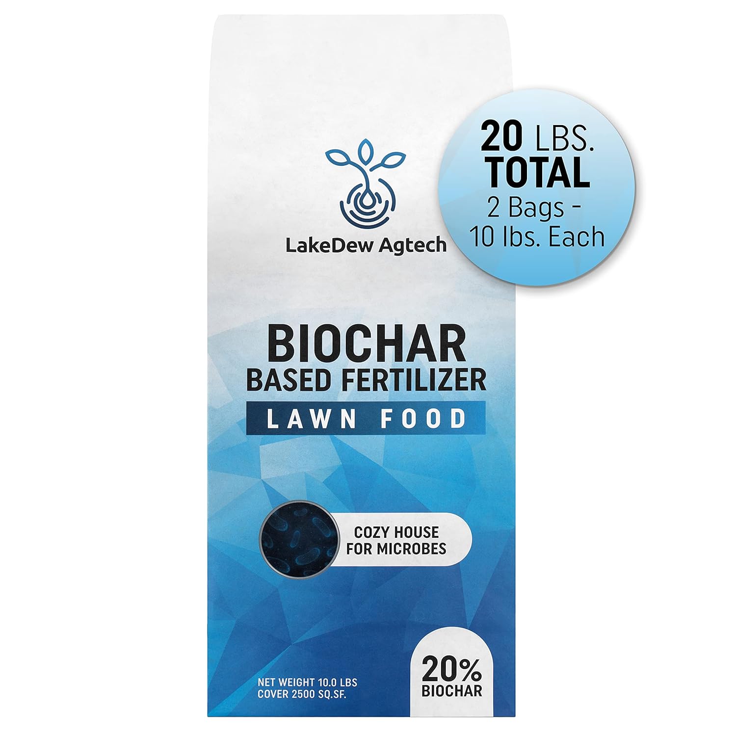 LakeDew Biochar Lawn Fertilizer for Moisture Retention & Growth