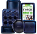 NutriChef 6-Piece Nonstick Baking Pans - Durable Carbon Steel Set