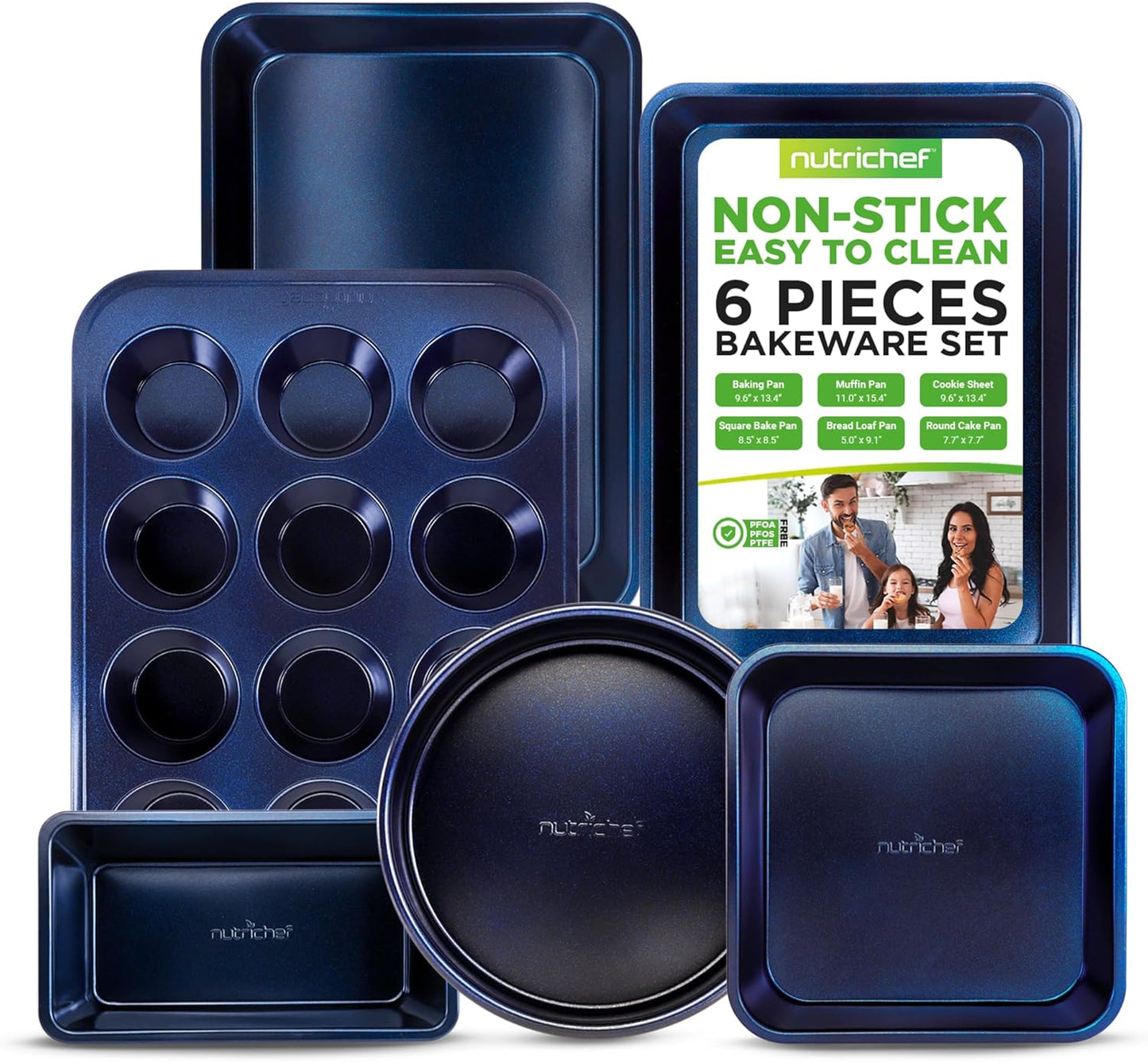 NutriChef 6-Piece Nonstick Baking Pans Set for Perfect Baking