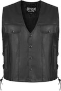 Leather Motorcycle Vest for Men & Women - Durable Buffalo Split Vest