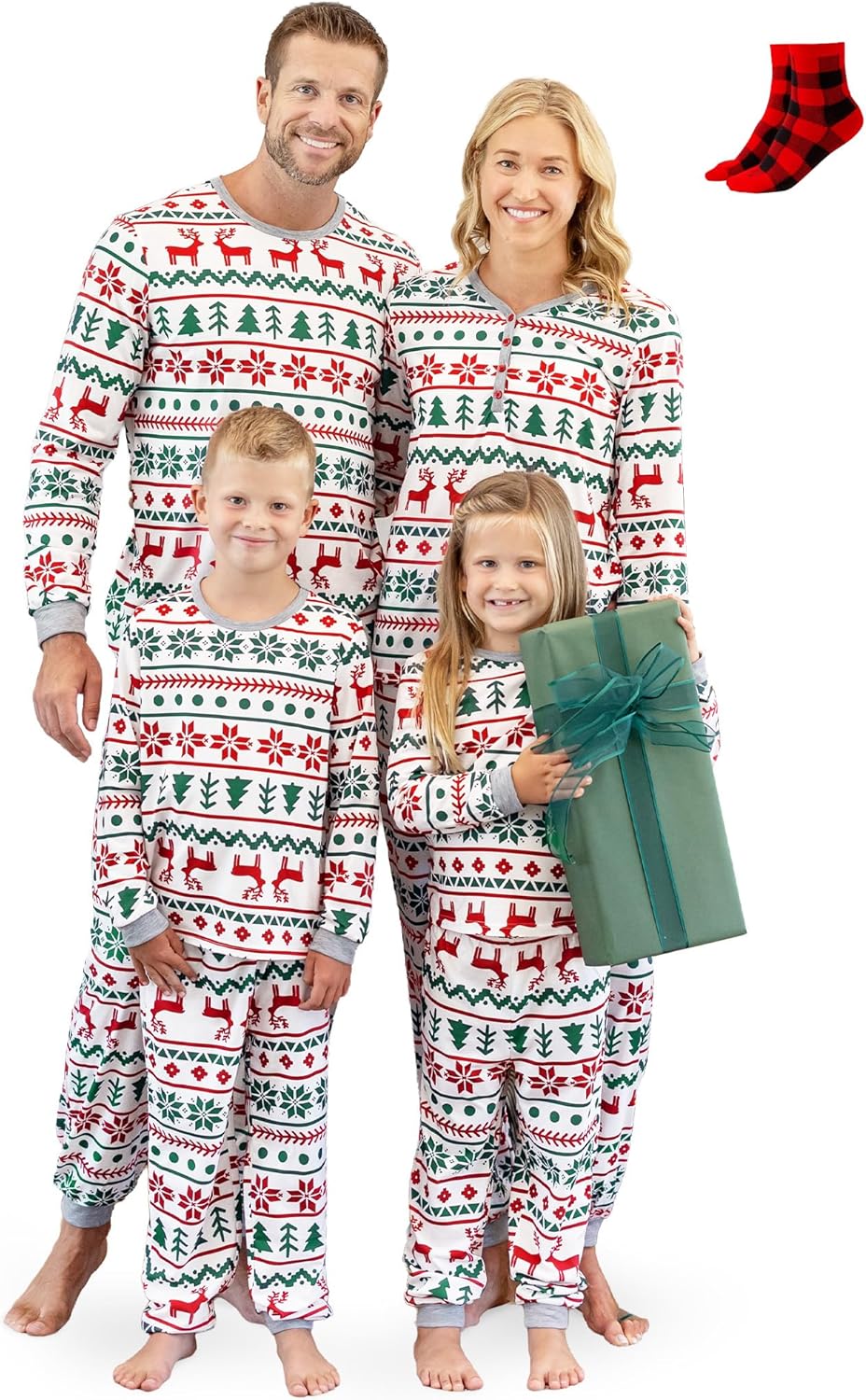 Matching Christmas Pajama Sets with Socks for Family Fun